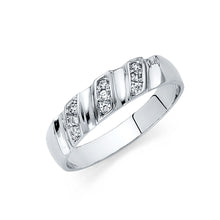 Load image into Gallery viewer, 14K White Gold Men&#39;s CZ Wedding Band