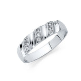 14K White Gold Men's CZ Wedding Band