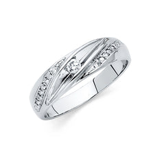 Load image into Gallery viewer, 14K White Gold 6mm CZ Men&#39;s Wedding Band