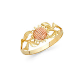 14K Two Tone Gold 8mm Fancy Flower Ring