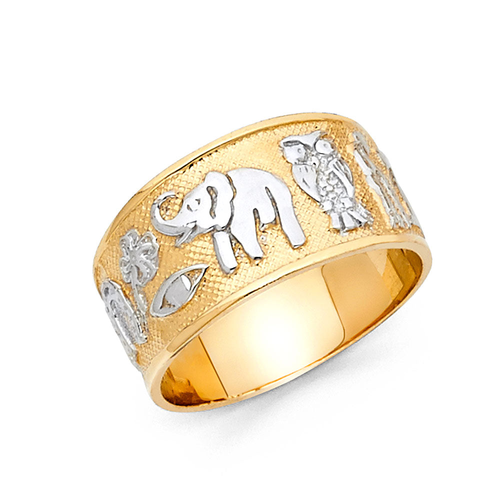 14K Two Tone Gold Lucky Ring