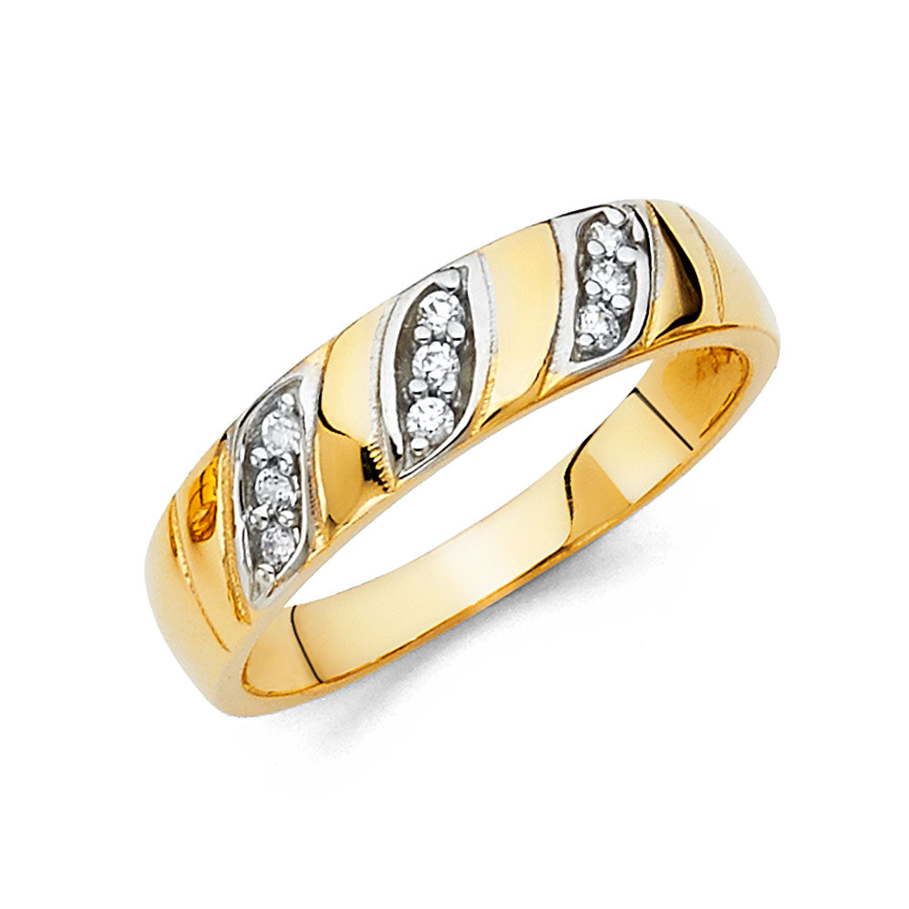 14K Yellow Gold Men's CZ Wedding Band