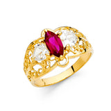 14K Yellow Gold 12mm CZ Fancy Ring