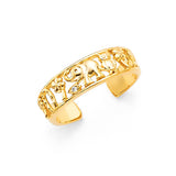 14K Yellow Gold CZ Lucky Toe Ring