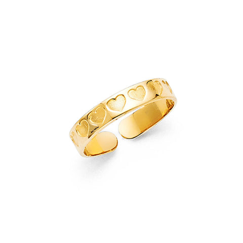 14K Yellow Gold 3mm Heart Toe Ring