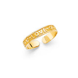 14K Yellow Gold Love Toe Ring