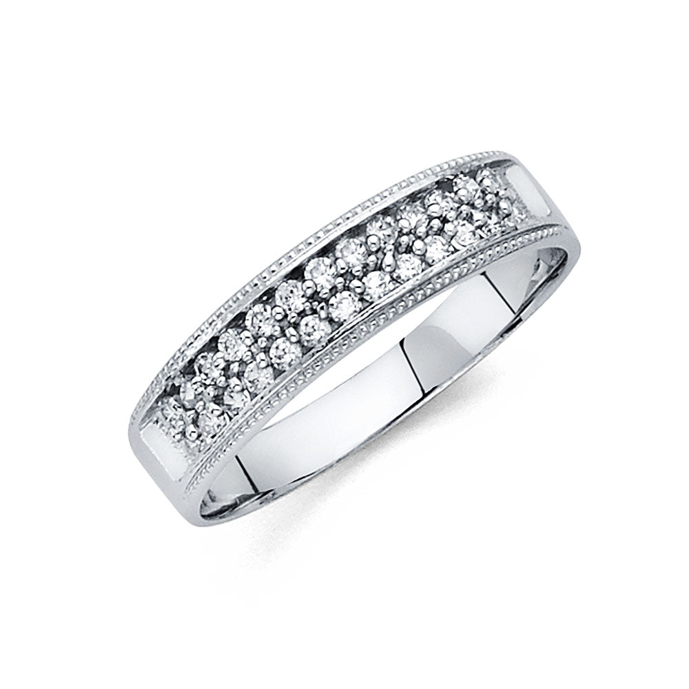 14K White Gold CZ Men's 5mm Wedding Band