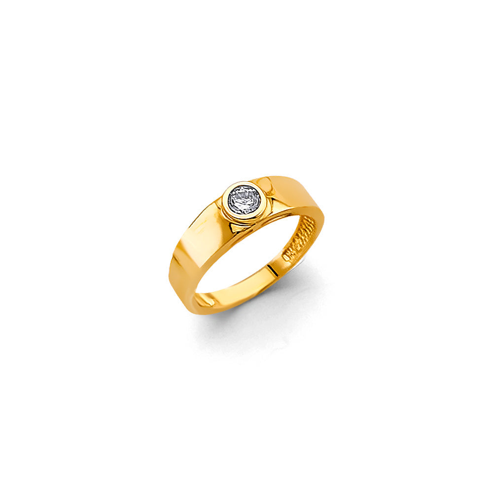 14K Yellow Gold CZ Round Babies Ring