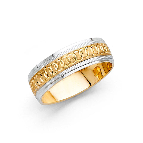 14K Two Tone Gold DC 6mm Wedding Band