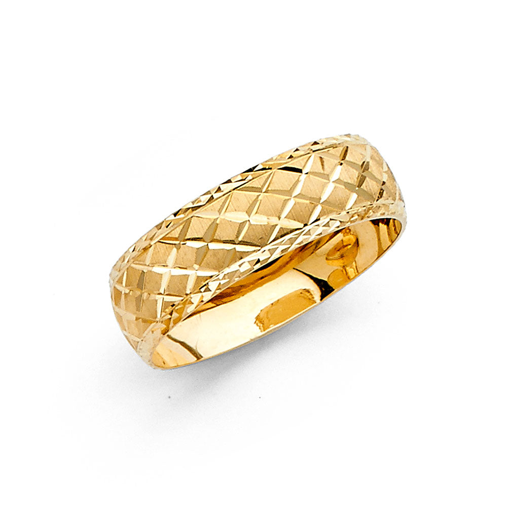 14K Yellow Gold 6mm DC Wedding Band