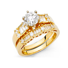 14K Yellow Gold CZ Engagement Ring