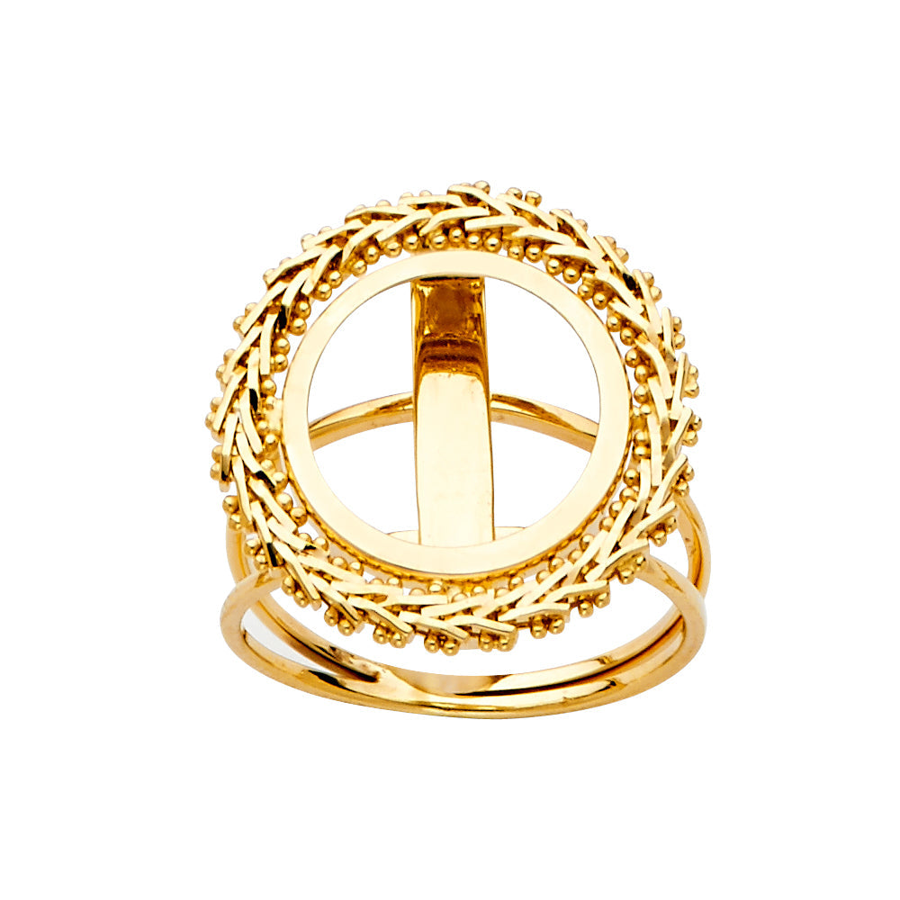 14K Yellow Gold 2 Pesos Bola Ring