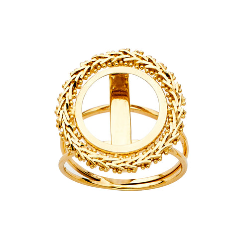 14K Yellow Gold 2 Pesos Bola Ring