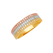 Load image into Gallery viewer, 14K Tri Color Gold Fancy CZ Ring