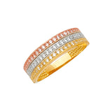 14K Tri Color Gold Fancy CZ Ring