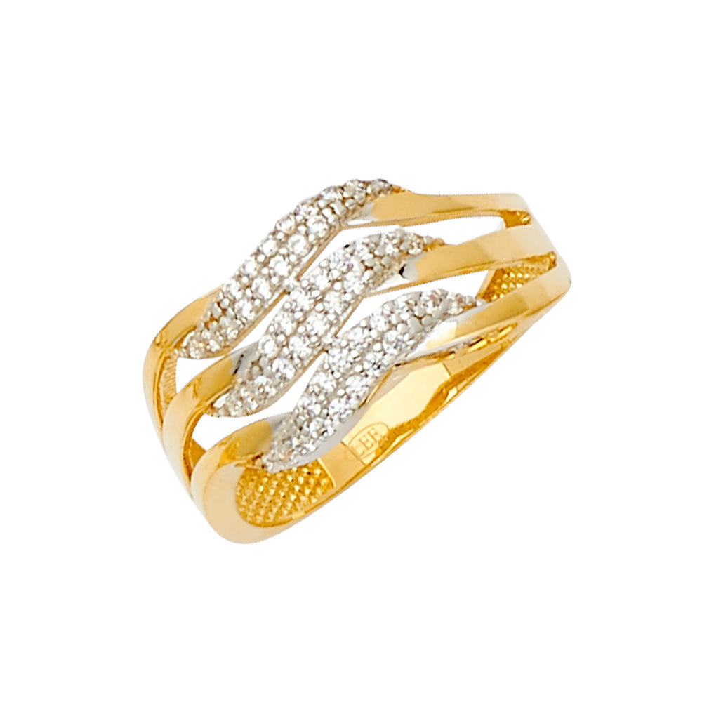 14K Two Tone Gold Fancy CZ Ring