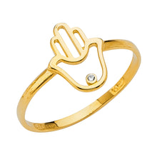 Load image into Gallery viewer, 14K Yellow Gold Hamsa CZ Ring