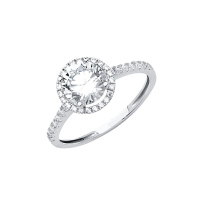 14K White Gold CZ Engagement Ring