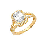 14K Yellow Gold Square CZ Engagement Ring