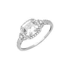 Load image into Gallery viewer, 14K White Gold Square CZ Engagement Ring