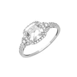 14K White Gold Square CZ Engagement Ring