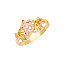 Load image into Gallery viewer, 14K Two Tone Gold Stars CZ 15 Years Ring Or Half Set