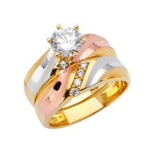 Load image into Gallery viewer, 14K Tri Color Gold Ladies CZ Wedding Ring--Wedding Band and Engagement Rings are sold Separately