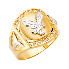 Load image into Gallery viewer, 14K Two Tone Gold Eagle Men&#39;s CZ Ring