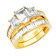 Load image into Gallery viewer, 14K Yellow Gold Rectangle CZ Ladies Wedding Band and Engagement Ring --Sold Seperately