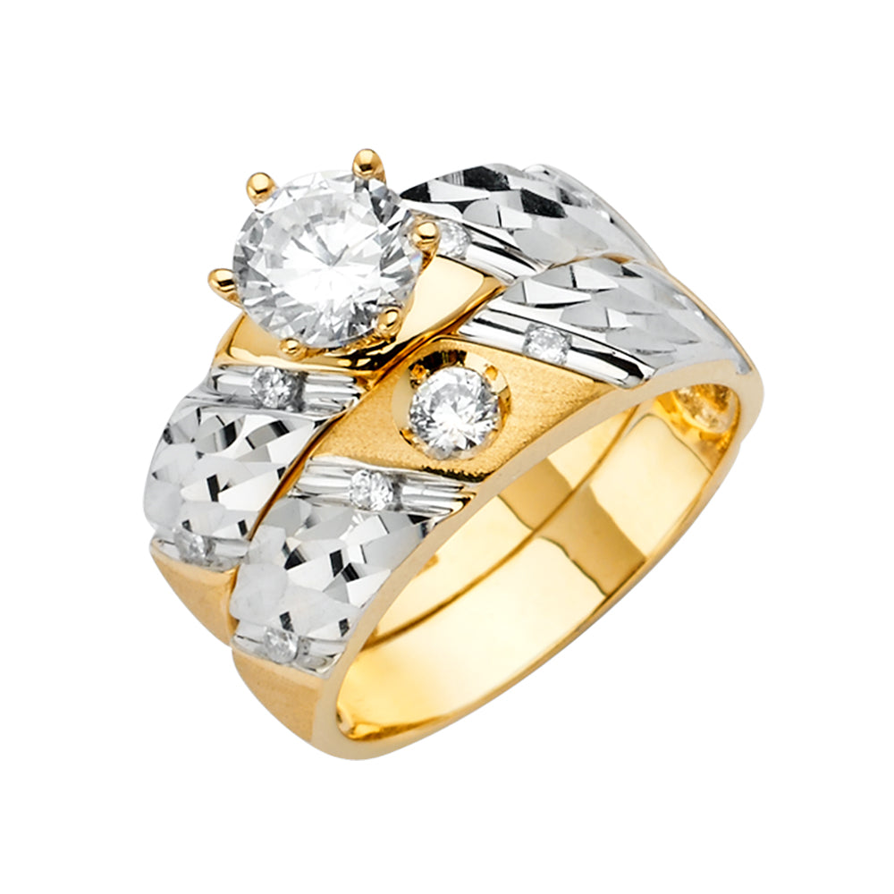 14K Two Tone Gold Round Ladies CZ Ring--Wedding Band and Engagement Rings are sold Separately