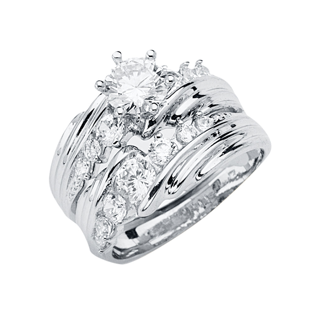 14K White Gold Ladies CZ Wedding Ring--Wedding Band and Engagement Rings are sold Separately