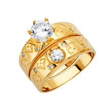 Load image into Gallery viewer, 14K Yellow Gold CZ Ladies Wedding Band and Engagement Ring-Sold Separately