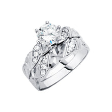 Load image into Gallery viewer, 14K White Gold Round Two Lines Ladies CZ Wedding Ring--Wedding Band and Engagement Rings are sold Separately