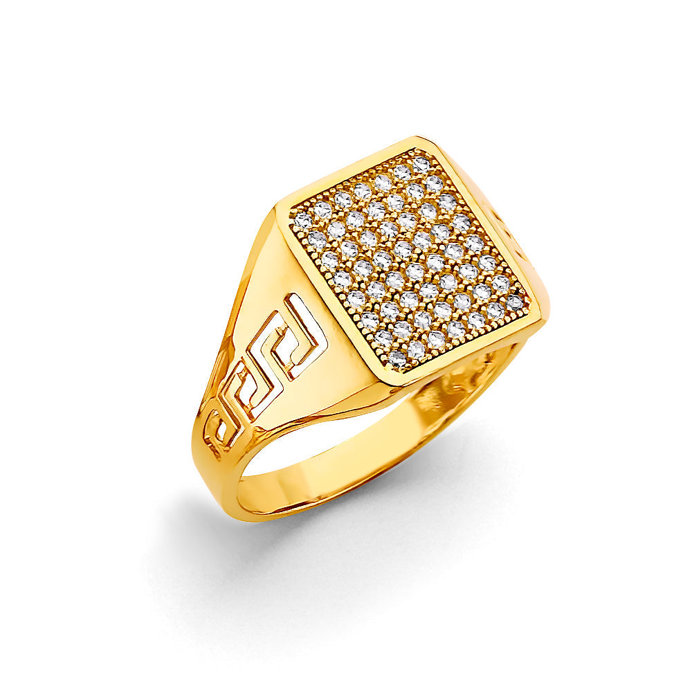 14K Yellow Gold Men's Square CZ Ring