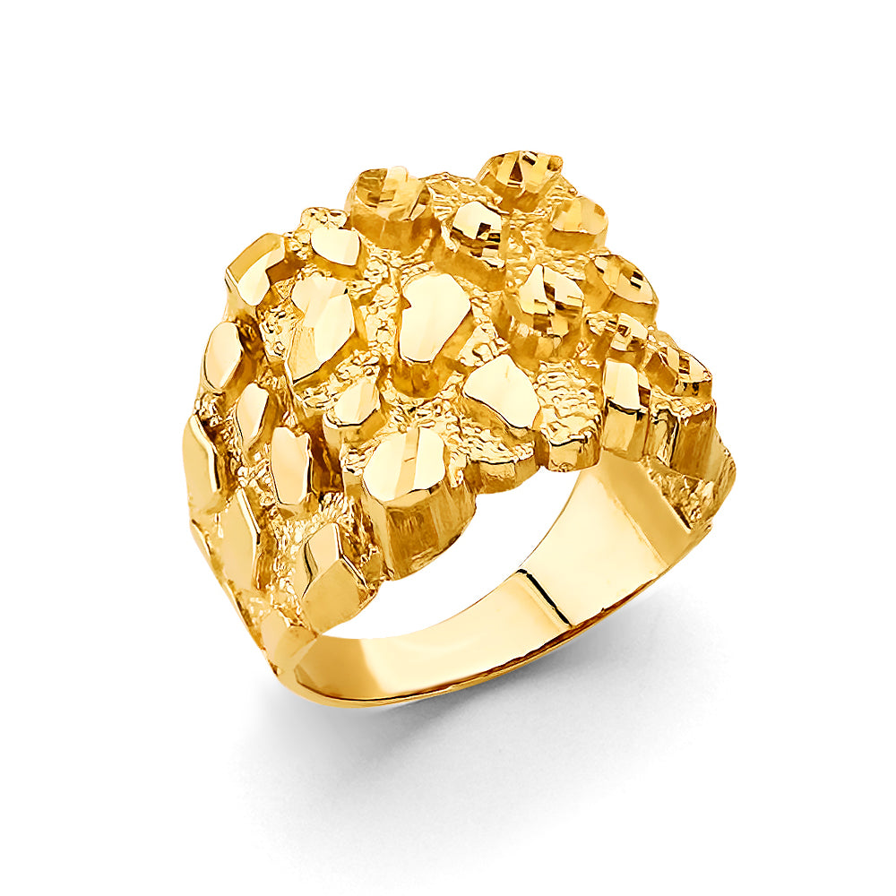 14K Yellow Gold Nugget Men's Ring