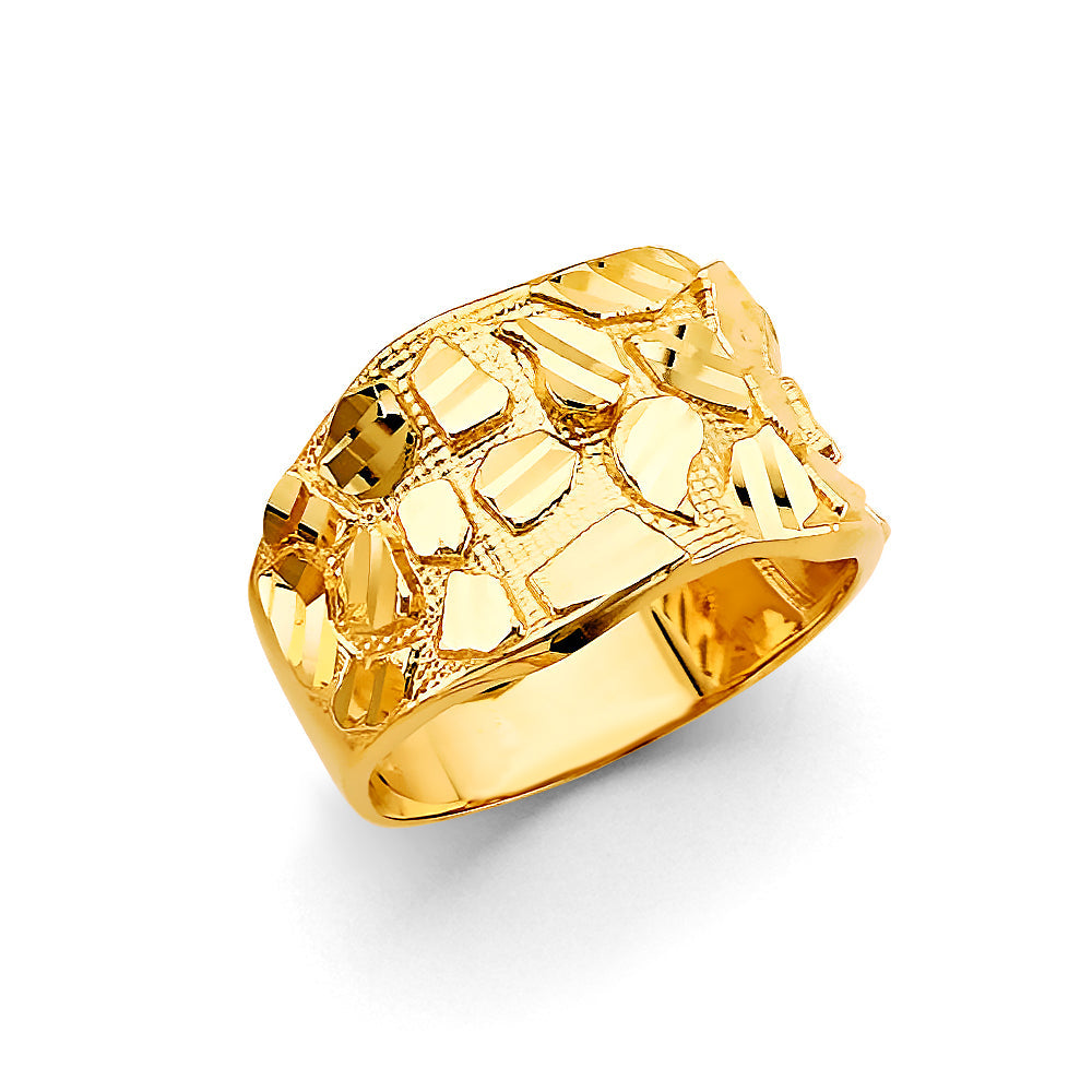 14K Yellow Gold Thin Men's Nugget Ring