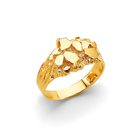 14K Yellow Gold Thin Nugget Men's Ring