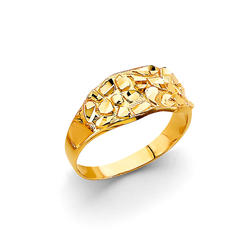 14K Yellow Gold Thick Nugget Men's Ring