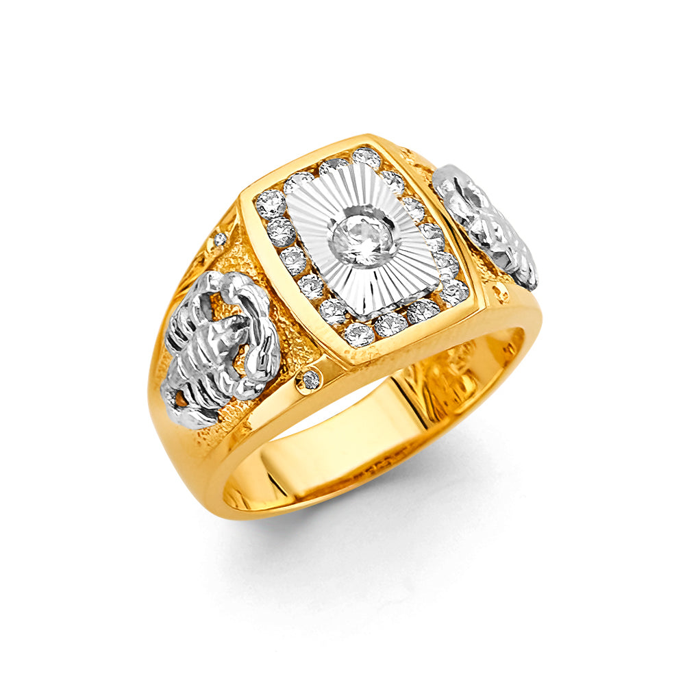 14K Two Tone Gold Scorpio Men's CZ Ring