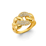 14K Yellow Gold CZ Link Style Ring