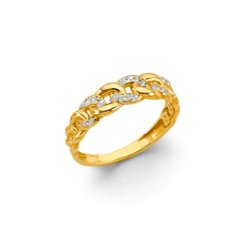 14K Yellow Gold CZ Small Link Style Ring