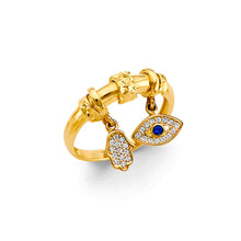 Load image into Gallery viewer, 14K Yellow Gold Hanging Charm CZ Ring