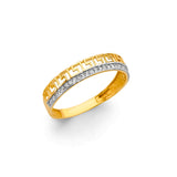 14K Yellow Gold CZ Greek Design Ring