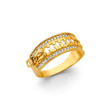 14K Yellow Gold CZ Zipper Design Ring