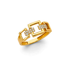 Load image into Gallery viewer, 14K Yellow Gold Square Lock Fancy CZ Ring