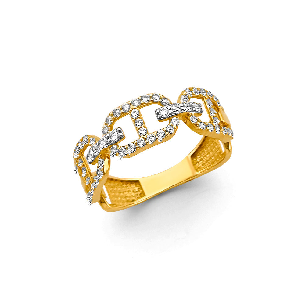 14K Yellow Gold Clip Lock Fancy CZ Ring