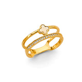 14K Yellow Gold 2 Line Fancy CZ Ring