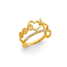 Load image into Gallery viewer, 14K Yellow Gold 2 Line Heart Fancy CZ Ring