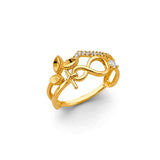 14K Yellow Gold Infinity Fancy CZ Ring