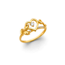 Load image into Gallery viewer, 14K Yellow Gold Heart Fancy CZ Ring